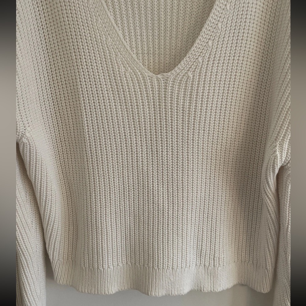 Jenni Kayne Womens Cabin Sweater Cable Knit Heavy Organic Cotton Medium Ivory - Picture 6 of 9